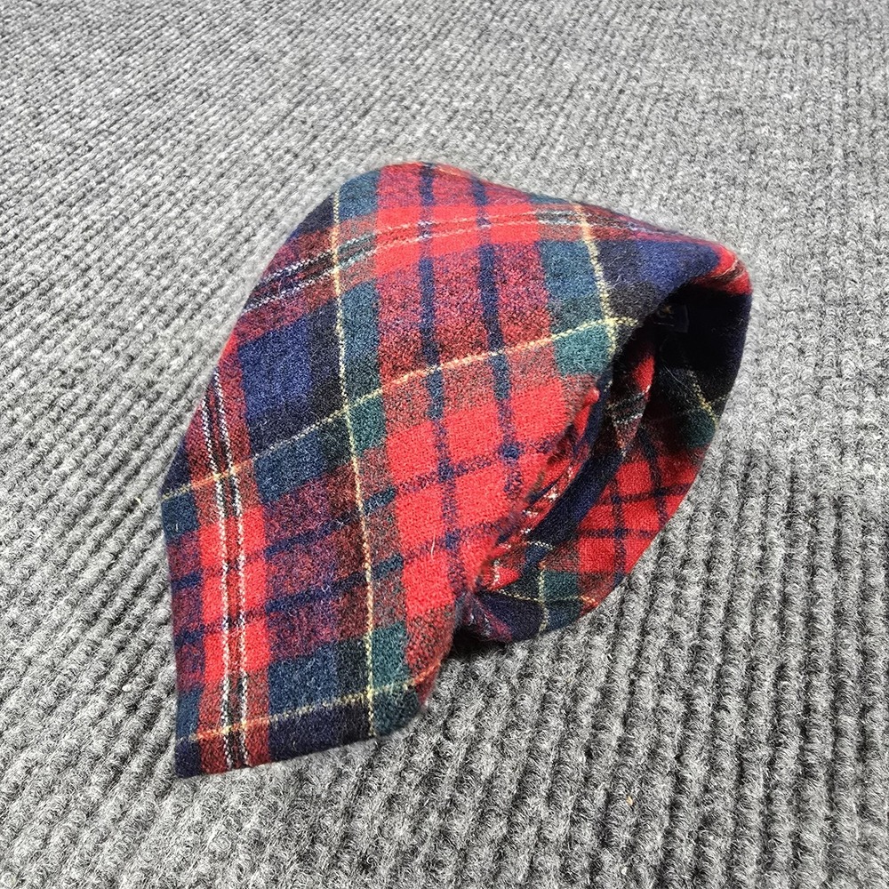 Pendleton‎ Tie Mens Red Navy Tartan Plaid 100% Virgin Wool Scottish Made in USA
